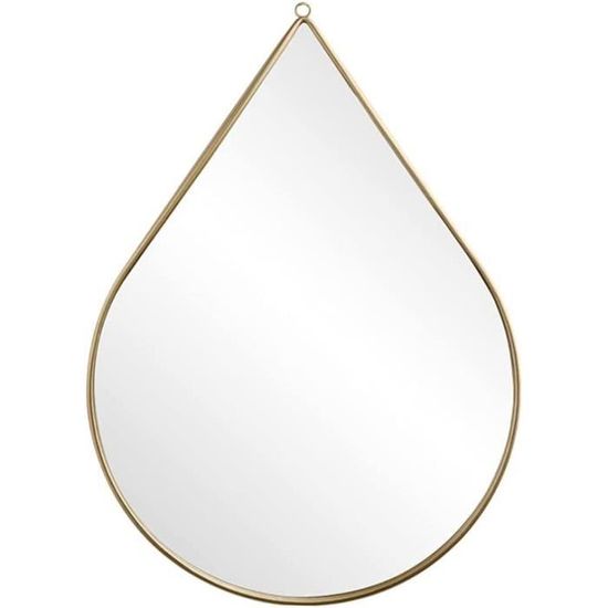Miroir Mural En Métal Forme Goutte - Or - Dimensions 29x21 Cm