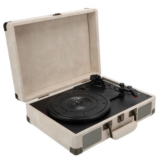 ARAMOX Tourne-disque vinyle Platine vinyle portable Phonograph Bluetooth 5.0 33/45/78 RPM Platine vinyle 100-240 V(beige NOUS)