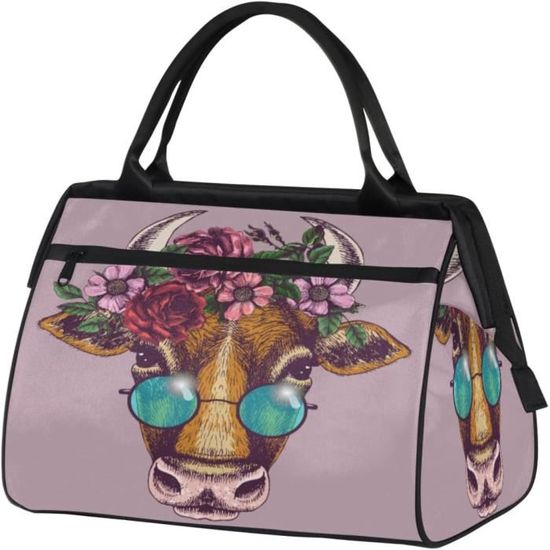 Grand Sac De Week-end Imprimé Vache - Animal Print - Duffle Bag Unisexe