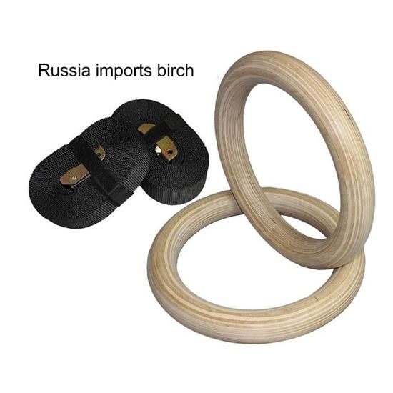 Anneaux Gymnastique Bois 28 Mm – Sangles Réglables, Antidérapants, Pour Street Workout