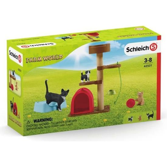 SCHLEICH - Playset Divertissement pour chats mignons - Multicolore - Farm World - Pour enfants à partir de 3 ans