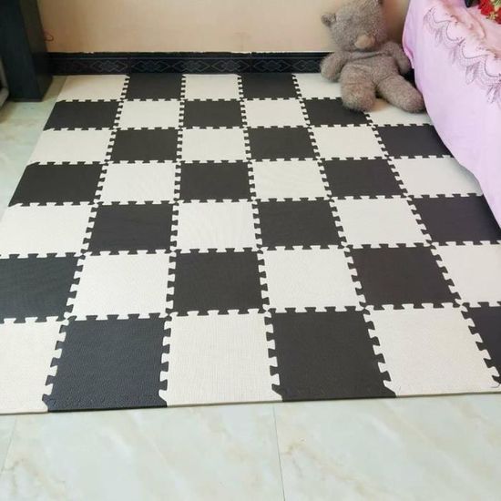 30 * 30 cm tapis de sol en mousse domestique tapis en plastique hydrofuge chambre Tatami salon salleadapte bebe noir