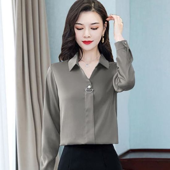 Chemise Femme Nouvelle arrivee minceur Elegant Mode Collection Confortable Classique Gris Vert HN Gris vert Cdiscount Pret a Porter