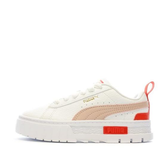 Baskets Blanches Fille Puma Mayze Blanc Cdiscount Chaussures