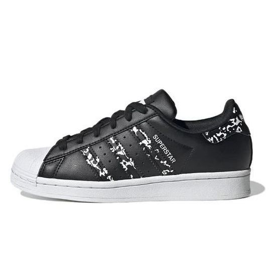 Chaussures ADIDAS SUPERSTAR J noire Femme 36 2 3 Cuir Lacets Plat Noir Cdiscount Chaussures