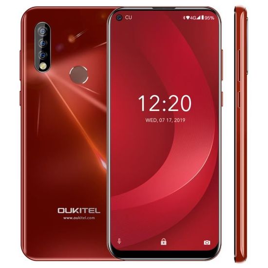 Smartphone 4G Pas cher OUKITEL C17 Pro 4Go RAM 64Go ROM 6.35'' Écran Android 9.0 Octa Core Téléphone portable Débloqué - Rouge