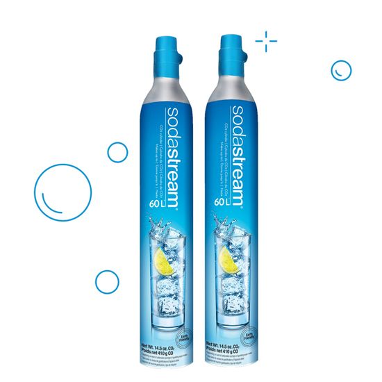 Lot de 2 cylindres de recharge gaz 60L pour machine à gazéifier Soda Club - SODASTREAM