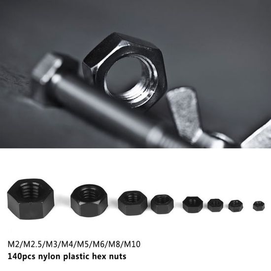 Lot De 2 écrous Hexagonaux à Fente M22x1,5 Mm - Grade 4,8, Acier Carbone Noir, Marque Zaplyte