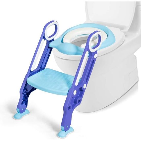 Réducteur WC Enfant Avec Marche Pliable | Adapté Toilettes V/U/O - Accoudoirs - Antidérapant