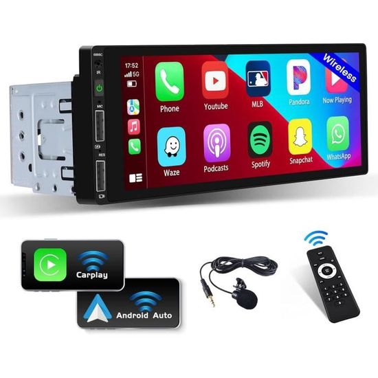 Autoradio Double DIN 7 Pouces Avec CarPlay Sans Fil Et Android Auto - Écran Tactile, Bluetooth, Caméra De Recul
