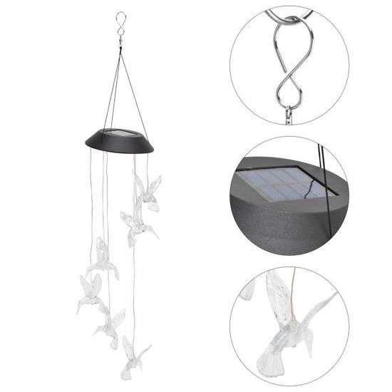 Qqmora Lampe Solaire De Carillons De Vent Carillons éoliens Solaires Lampe Extérieure LED