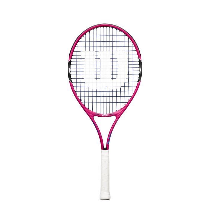 Wilson Raquette de Tennis pour Filles, Burn Pink 23, Taille 7-8 ans, Rose-Noir-Bleu, WRT218100