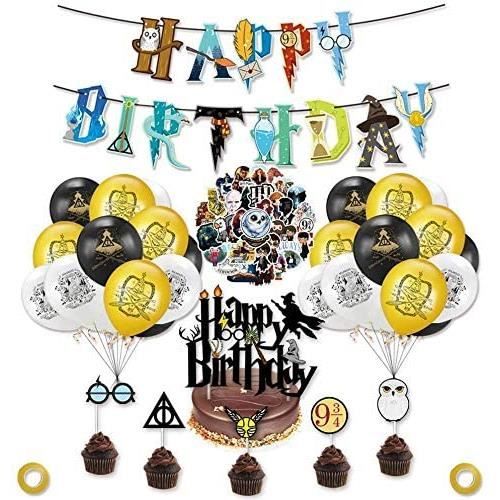 BALLON DECORATIF BlinBlin Harry Potter Birthday Party Supplies Set, Joyeux Anniversaire Bannière, Ballons, Gâteau, 696