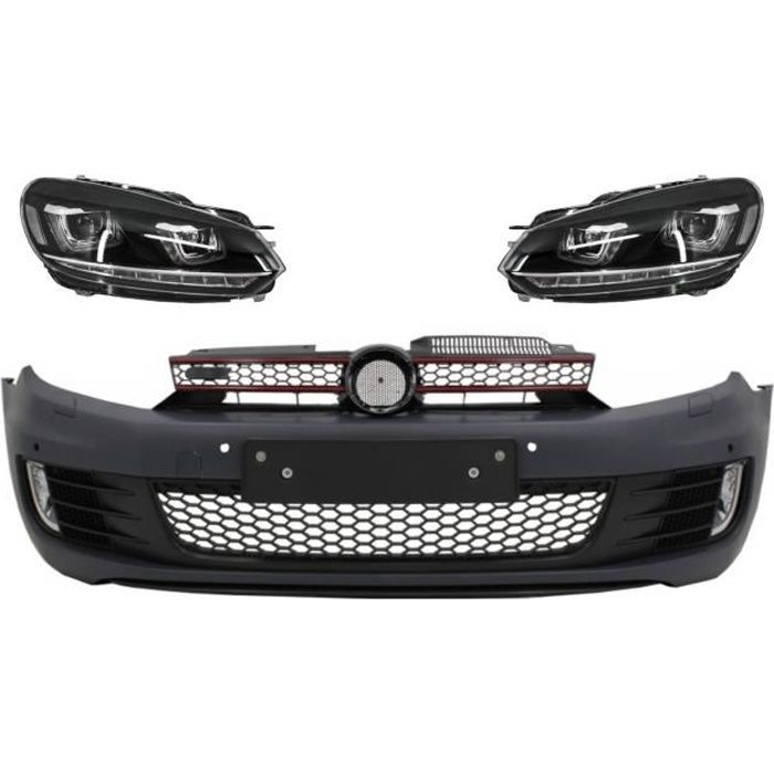 Pare-chocs pour VW Golf 6 08-13 GTI Look Phares LED DRL Écoulement Lumière Chrome