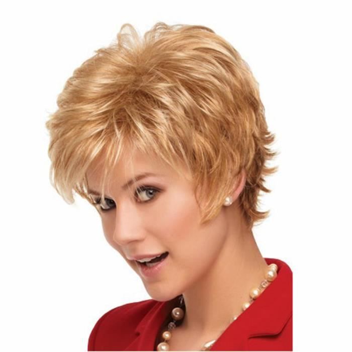 Xkeyus® Perruque Courte Blonde en fibres synthétiques Cheveux Naturel Mode Fantaisie pour Cosplay Soirée Fête