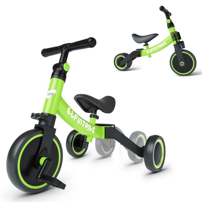 BESREY 5 en 1 Tricycle Draisienne Vélo +Pour les Bébés et Enfants de 1 à 4 ans Vert