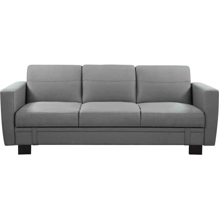 Canapé convertible -Alexia- - 210 x 83 x 81 cm - 3 places - Gris foncé