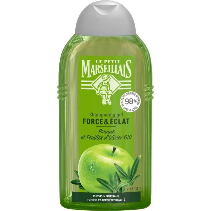 Le Petit Marseillais Shampooing Force et Éclat Pomme et Feuilles d'Olivier Bio 250ml