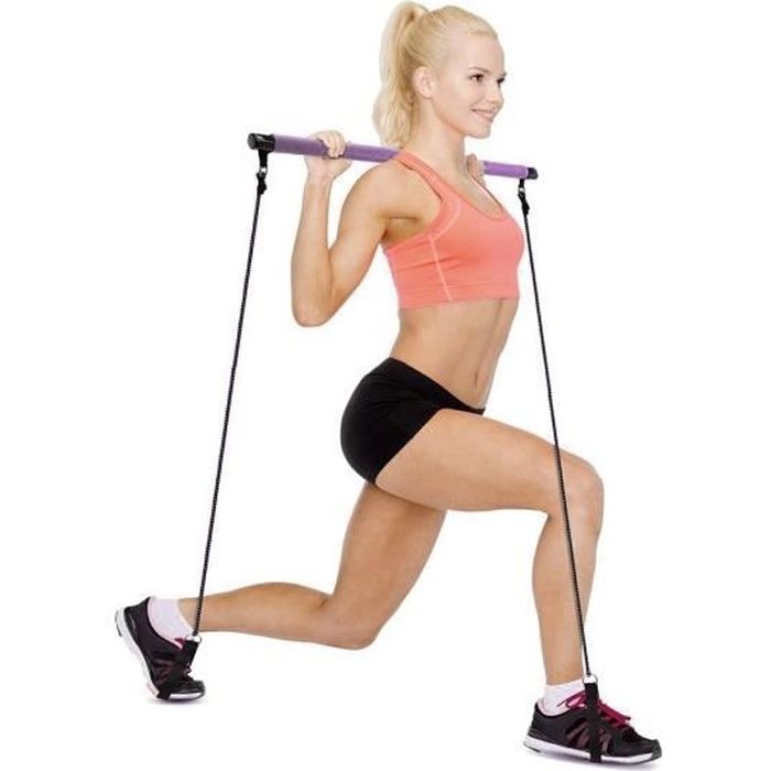 717176 Bâton gymnastique avec élastiques idéal pour fitness et pilates