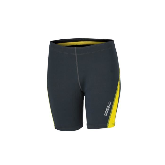 Cuissard running court Gris-fer/citron