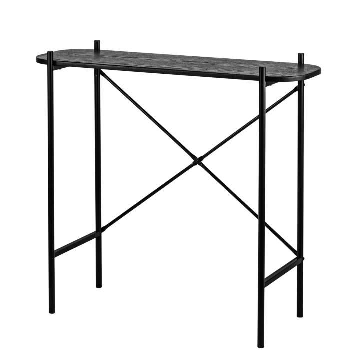 Nordlys - Table Console Design Industriel Moderne Metal Noir 90 x 30 x 80 (cm)