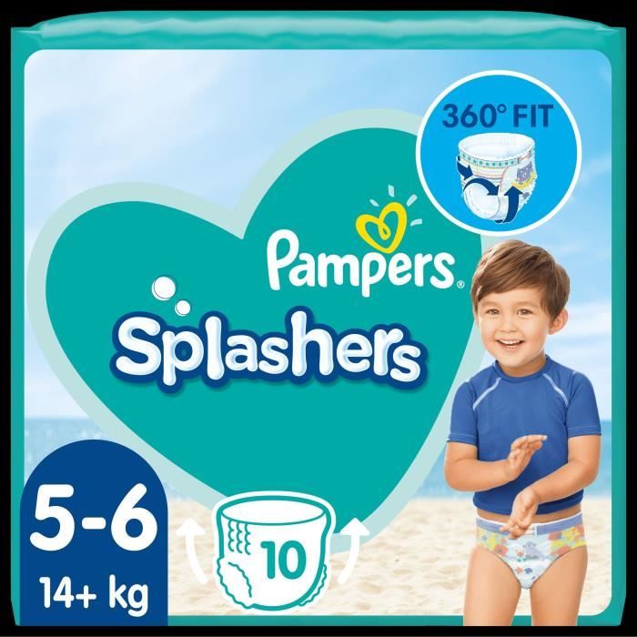 Pampers Splashers Taille 5-6, 14+ kg, 10 Couches-Culottes De Bain