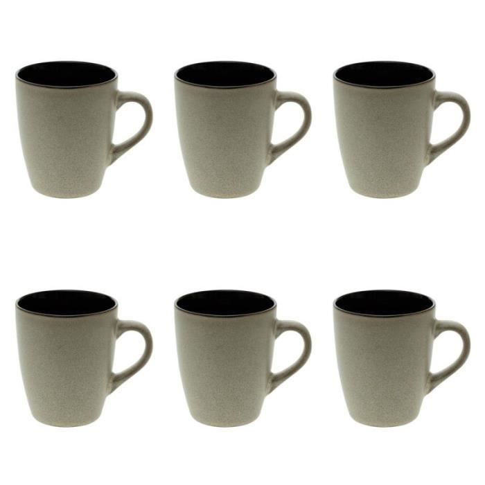 Lot de 6 Mugs Design -Moon- 38cl Beige