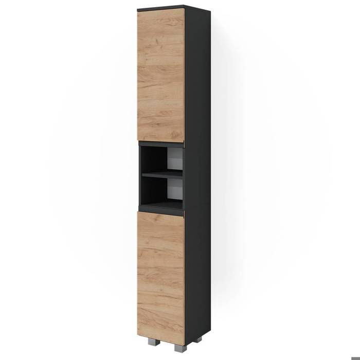 Meuble de rangement de salle de bain J-Shape, 30x95cm, Sonoma, Sonoma