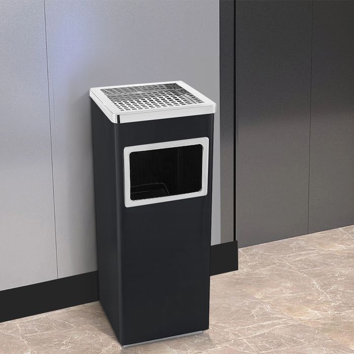 Cendrier Avec Poubelle Intégrée 48L - Design élégant, Seau Intérieur Amovible 16L, Pour Intérieur/extérieur, Noir - 11
