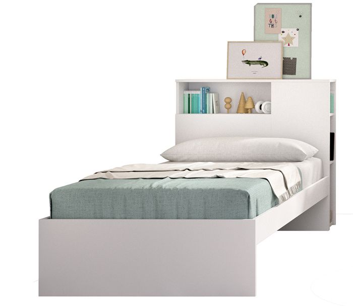 Tête de lit + structure de lit en bois coloris blanc - Longueur 218 x Profondeur 97 50 x Hauteur 95 cm Tête de lit + structure de lit en bois coloris blanc - Longueur 218 x Profondeur 97 50 x Hauteur 95 cm