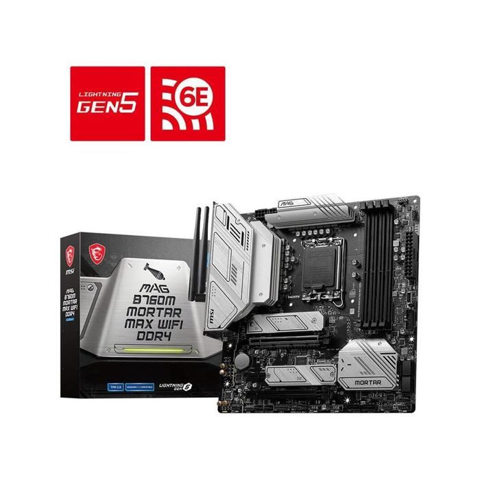Carte mère MSI MAG B760M MORTAR MAX WIFI Intel B760 LGA 1700 4xDDR5 SDRAM 256 Go Micro ATX - Msi