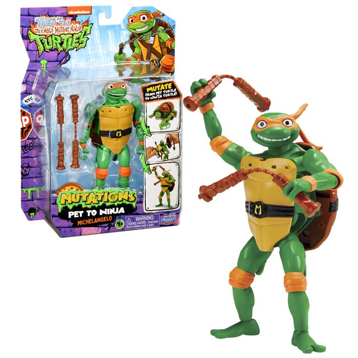 Les Tortues Ninja 1 Figurine Deluxe 15 cm Se transforme en tortue Modèle Michelangelo Pour les enfants dès 4 ans TU8383