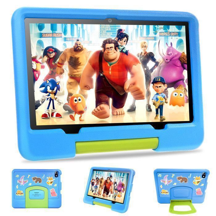 Tablette Tactile 10 Pouces 4 Go RAM 64 Go ROM 1280 X 800 IPS Tablette Enfants Android 12 WiFi 6000 mAh Contrôle Parental