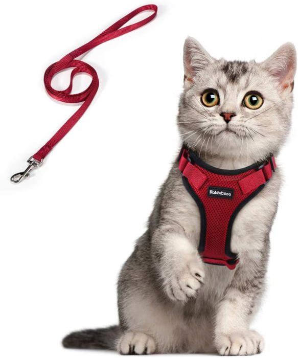 Comparer les prix de Harnais Chat Petit Chien Laisse Harnais Chaton réglable Rouge