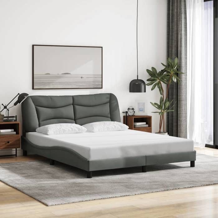 SALE 2025Structure/Cadre de lit - Lit 2 personnes - gris foncé - 160x200 cm tissu 31.35 Kg 4422
