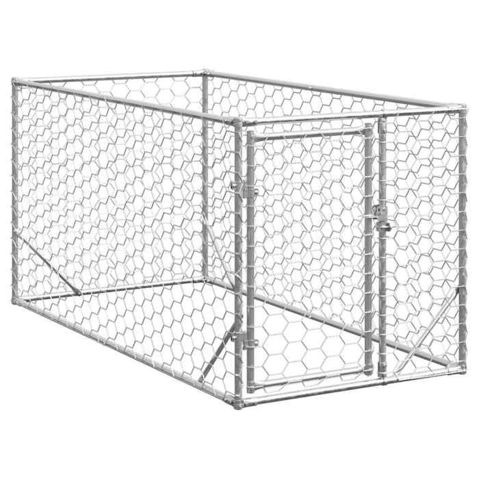 vidaXL Niche d'extérieur pour chien avec porte 2 x 1 x 1 acier galvanisé
