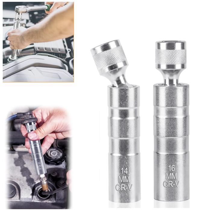 Douille Magnétique 14mm Pour Bougies D'allumage - Clé à Bougie Pivotante 3/8" Paroi Mince - 9