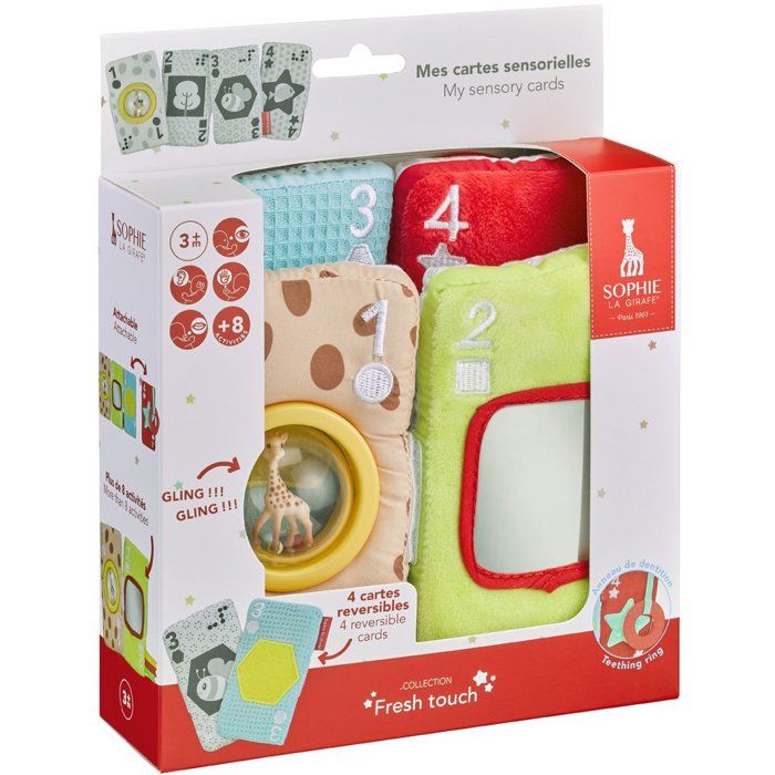 Cartes sensorielles - SOPHIE LA GIRAFE - Mes Cartes Sensorielles - Matières variées - Braille intégré