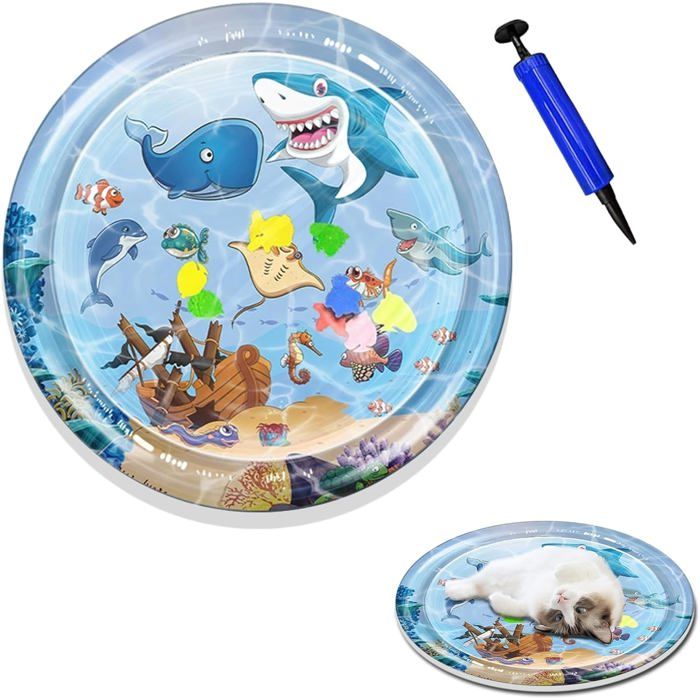 Tapis de jeu à eau pour animaux de compagnietapis de jeu épais avec capteur deau pour chats et chiens100cm(Épaississant)