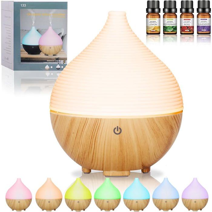 Diffuseur Huiles Essentielles 160ML Brume, 7 Couleurs LED ...