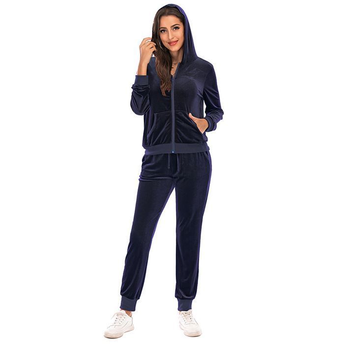 Survêtement Femme Ensemble Automne Pièces Sport Casual Bleu