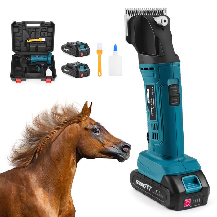 Meilleurs prix pour Pro Tondeuse à batterie pour Chevaux Tondeuse Sans fil 500 W avec 2 Batteries de 2500 mAh 6 Vitesses pour Animaux Chevaux