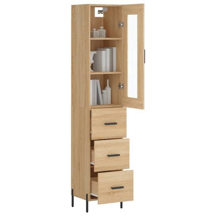 BEL-ACHAT* Buffe haut - Capacité généreuse - Cabinet Vaisselier Chêne sonoma 34 5x34x180 cm - Bois dingénierie Prom38361986
