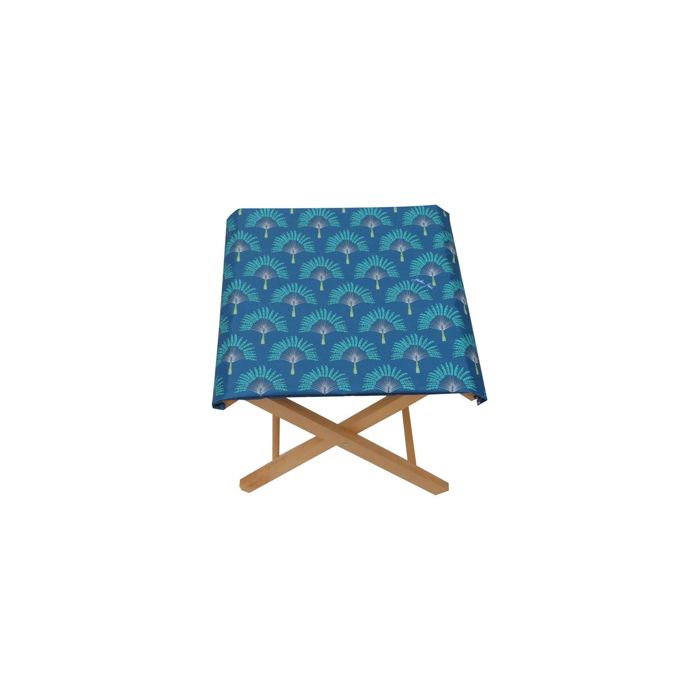 Tabouret Pliant Hetre Jakarta Marine 43x43x42cm - Delumi