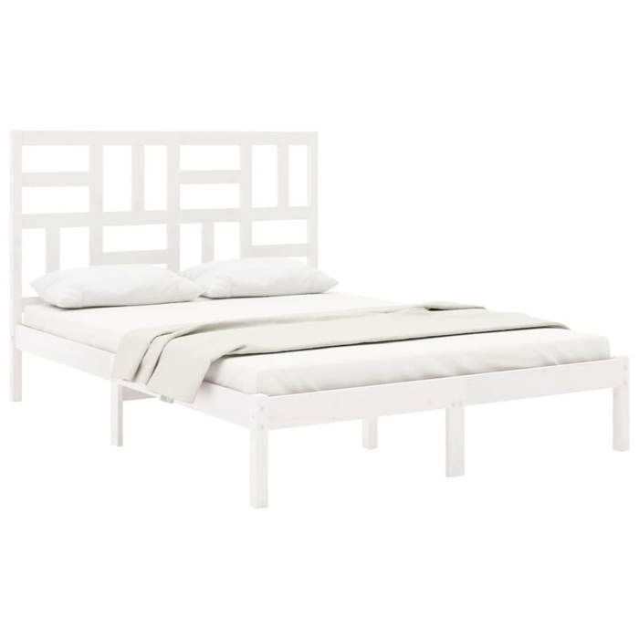 Blanc 140 x 190 cm - Lit Bois - stables et durable - Cadre de lit - matelas non inclus - blanc bois massif 140x190 cm 001_683486