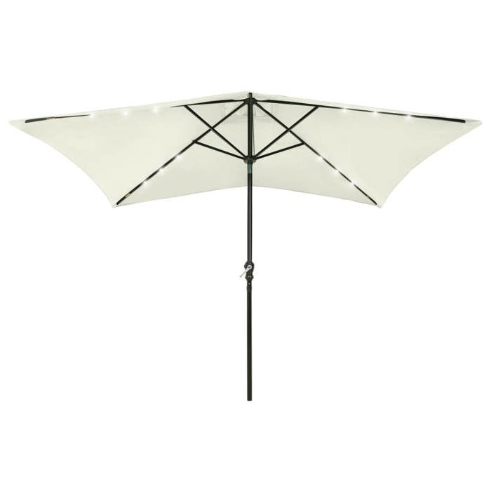 Parasol de jardin avec LED - Happiness - 2x3 m - Sable - Polyester anti-UV - Mât en acier - 18 LED intégrées