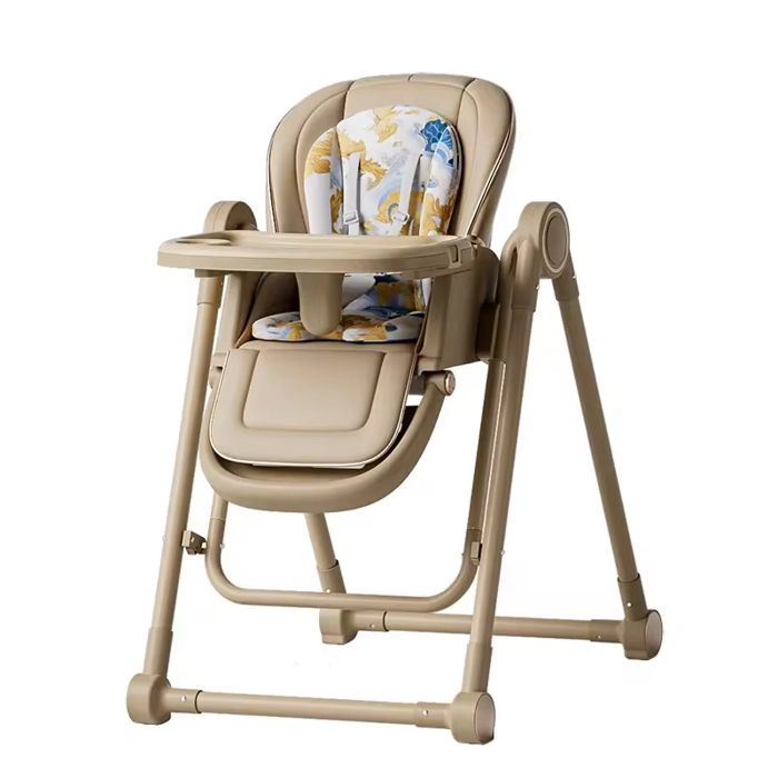 GAGAFEEL - Chaise haute bébé repose-pieds réglable 3 positions double tablette pliable et portable - Marron