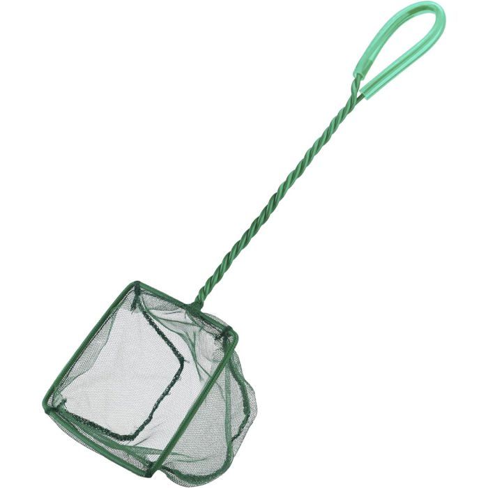 Épuisette pour aquarium Adaptée aux aquariums et aux crevettes Verte Cadre : 10 x 8 cm Longueur du manche : 25 cm