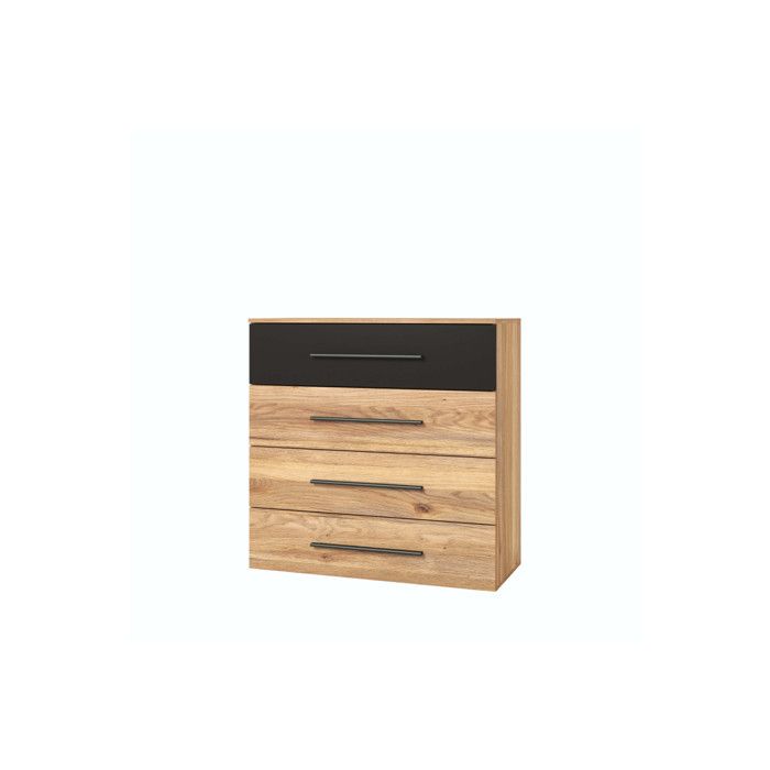 Commode ORION 4 tiroirs - Chêne clair / noir Commode ORION 4 tiroirs - Chêne clair / noir