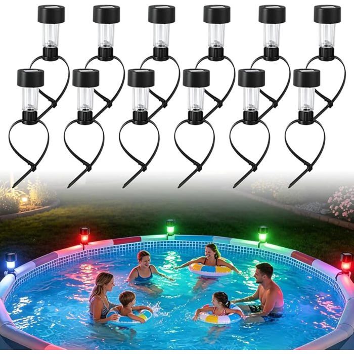 Lumiere Soire Piscine Hors Sol12 Pièces Lampe Soire Piscine Hors Sol Lampe Soire pour Piscine à Structure avec RGB Color
